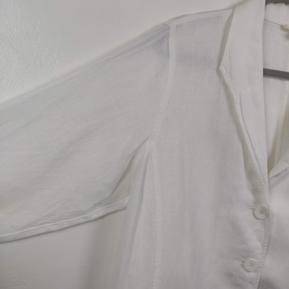 Eileen Fisher Linen Jacket Womens Plus Size 1X White Coastal Minimalist - Picture 3 of 8